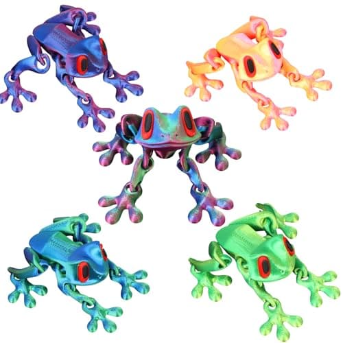 Fridge Magnets 3D Printed Frog, Realistic Jointed Movable Refrigerator Magnets, Fun Cute Decor, for Creative Home Office Deco Kitchen Magnets Refrigerator (5pcs) - Image 1