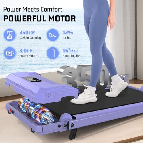 FUNMILY Foldable Walking Pad with Handle Bar, 4 in 1 Under Desk Treadmill with Incline, 2025 Upgraded Smart Folding Treadmill for Home/Office, 300 lbs Weight Capacity, Ultra-Quiet - Thumbnail 5