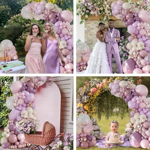 Pink and Purple Balloon Arch Kit for Bridal Shower Wedding Decorations - Thumbnail 4