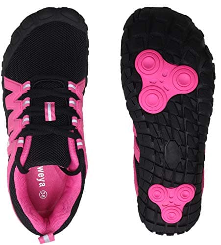 Weweya Barefoot Shoes for Women - Breathable Toe Shoes for Minimalist Running, Outdoor, Parkour & Tennis - Arch Support - Black & Hot Pink - US Size 5.5 - Thumbnail 5