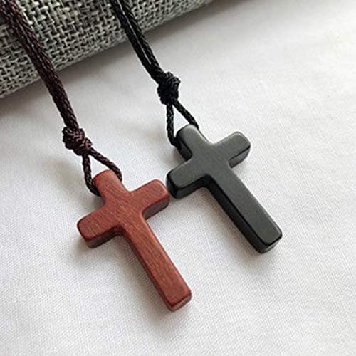 Rehoboth Sandalwood Wooden Cross Pendant Necklaces for Women Men Handcrafted Gift Wood Hang from Rearview Mirror Pendant Decoration - Thumbnail 4