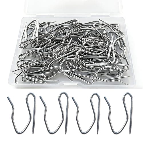 Curtain Hooks for Drapes, 1.22 inches Rustproof Metal Drapery Pin and Hook for Pinch Pleat Curtain, S-Shaped Pin-On Hook for Door, Shower, Window, RV Curtains(59 PCS, Silver White) - Image 1