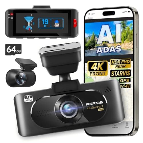 Pernis 4k AI Dash Cam Front and Rear,STARVIS 2 Sensor,Free Card Included,5.8GHz WiFi Dash Camera for Cars,Built-in GPS,G-Sensor,Night Vision,3.16" Screen,24H Parking Mode,Support 1T Max - Image 1