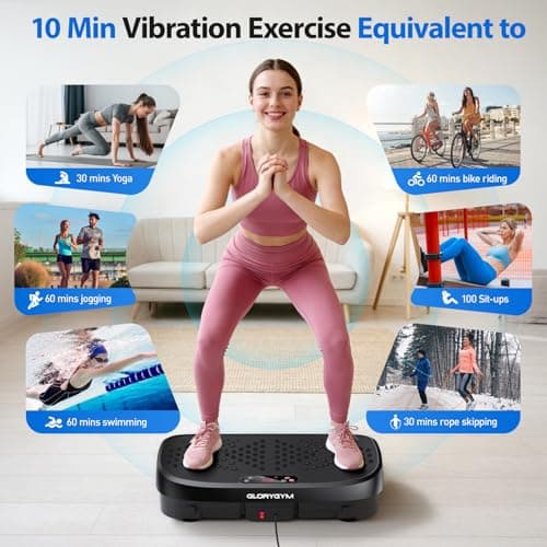 Glorygym Vibration Plate Exercise Machine - 120 Levels, 350lb Capacity, Quiet Motor with Remote Control for Home Fitness & Weight Loss - Thumbnail 2