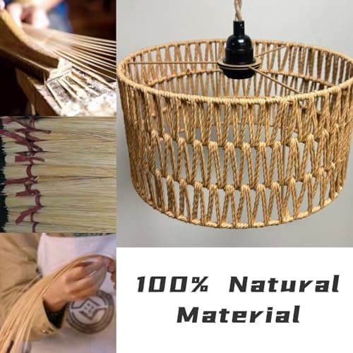 MUYIWEIDEN Plug in Hanging Lamp,Rattan Hanging Pendant Light with Plug in Cord, Boho Pendant Ceilling Light Fixture with Woven Lamp Shade for Living Room Bedroom Kitchen - Thumbnail 2