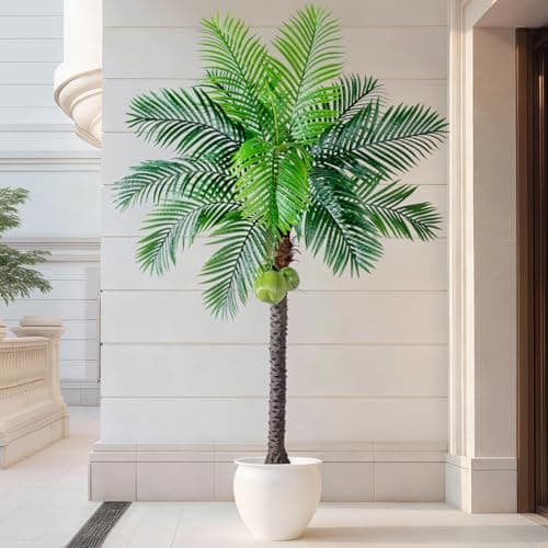 Bailikang Artificial Phoenix Palm Tree 7.2ft Tall - Fake Large Tropical Tree with Adjustable Leaves, Realistic Faux Sago Palm for Indoor Outdoor Decor, Patio, Poolside, Yard, Living Room, Office - Image 1