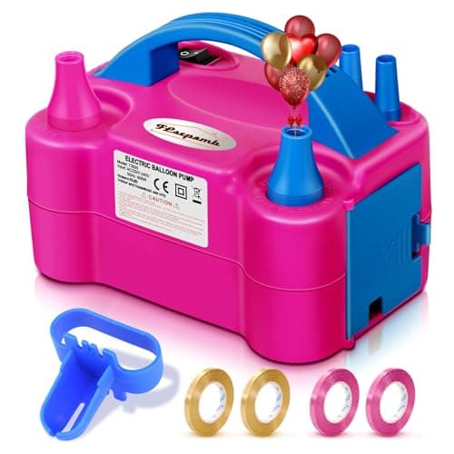 FLSEPAMB Balloon Pump, Electric Balloon Pump,Portable Dual Nozzles Electric Balloon Air Pump 110V 600W, Electric Balloon Inflator with Tying Tool, Colored Ribbons for Party Decoration - Image 1