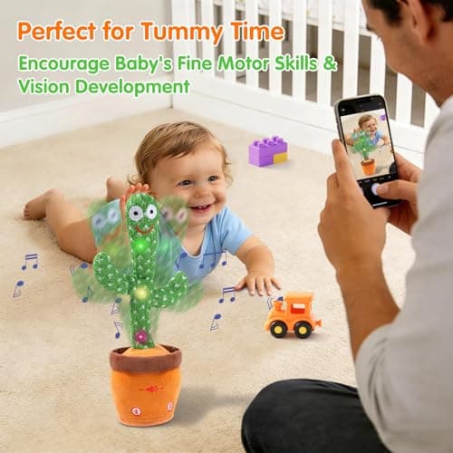 LLUKEME Talking Cactus Toy for Babies 6+ Months & Toddlers - Dancing Singing Repeating Cactus Toy with 10 Songs & Lights, Interactive Plush Gift for Kids Age 1 2 3 4 5 6, Easter Gifts for Kids - Thumbnail 5