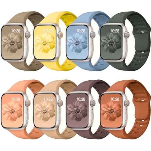 8 Pack Sport Bands Compatible with Apple Watch Bands 40mm 38mm 41mm 42mm 44mm 45mm 49mm 46mm for Women Men,Silicone Waterproof Strap for iWatch Apple Watch Series11 10 9 Ultra 8 7 6 5 4 3 2 1 SE - Image 1