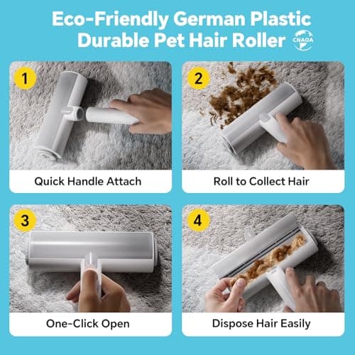 CNAOA Pet Hair Removal Set, Roller Pet Hair Remover, Pet Hair Removal Glove for Dogs & Cats, Pet Fur Remover for Clothing, Couch, Carpet, Car Seat, Pet Hair Removal Tool -I White - Thumbnail 4