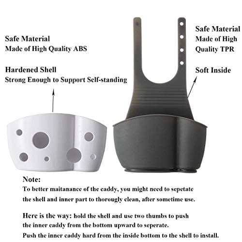 UNIKON 2 Pack Sink Caddy Sponge Holder Organizer, Hanging Kitchen Adjustable Strap Faucet Caddy, White - Thumbnail 5