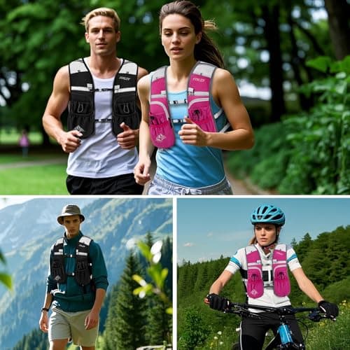 Waterproof Running Hydration Vest for Women - Adjustable Running Water Vest with 12 Pockets, Lightweight Hydration Pack Water Backpack for Hiking Trail Cycling Marathon Race, Pink - Thumbnail 6