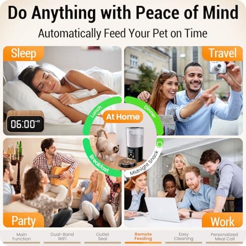Automatic Cat Feeder with 5G WiFi : 5L Automatic Dog Feeder with Sealed Outlet, Timed Auto Cat Food Dispenser with APP Control for Pets, Detachable for Easy Clean - 21 Cup - Thumbnail 5