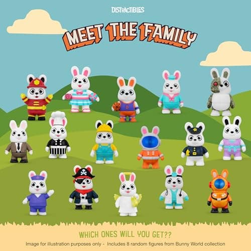 Distractibles Bunny Mystery Box, 8 Articulated Bunny Figures with Easter Basket Container, Random 3D Figures and Egg Top Lid - Thumbnail 2