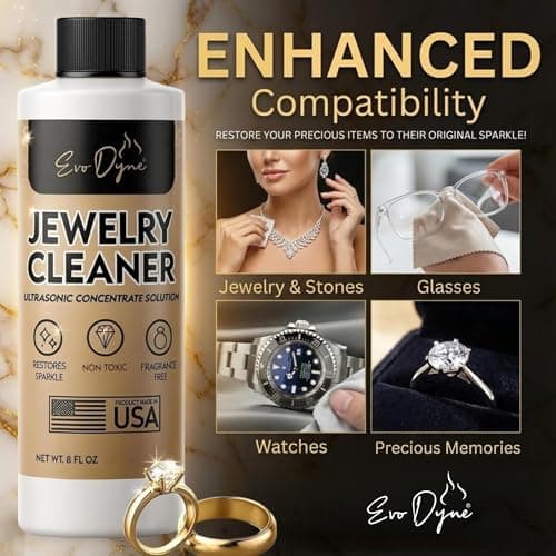 Ultrasonic Jewelry Cleaner Solution (8oz) Concentrated Jewelry Cleaner for Diamonds, Gold, Silver & More | Compatible with Ultrasonic Machine (s) - Made in USA - Thumbnail 6