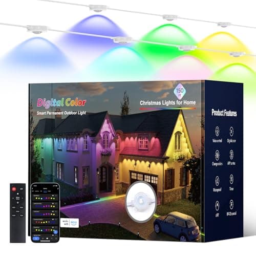 Isablelala Permanent Outdoor Lights, 150ft with 90 RGB LED Lights for Christmas and Daily, 49 Scene Modes+DIY for Christma Decor, IP66 Waterproof for Outdoor, Compatible with Alexa, Google Assistant - Image 1