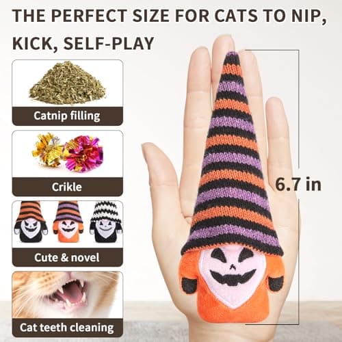 Retro Shaw Cat Toys Gnomes, 3 Pack, Catnip Toys for Indoor Cats Kitty Kicker Chew, Safe Teeth Cleaning Interactive Kitten Toy for All Pet Breeds, 6.7 Inches - Thumbnail 2