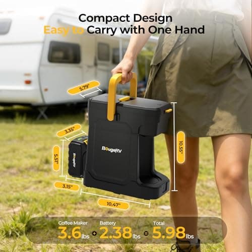 BougeRV Coffee Machine with 18V 8Ah Battery Powered Compatible with K Cup Coffee Pods & Ground, Cordless Coffee Maker for Travel Camping Outdoor Worker Home - Thumbnail 6