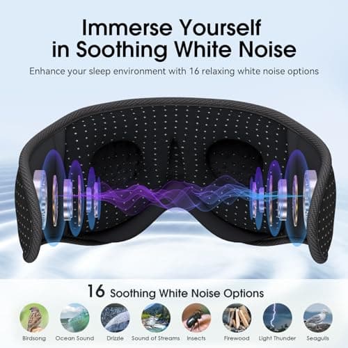 MUSICOZY White Noise Sleep Mask Headphones with 16 Soothing Sounds, Bluetooth Sleep Mask 3D Wireless Music Sleeping Headphones for Side Sleeper - Thumbnail 3