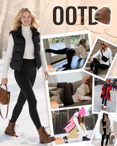 QGGQDD Fleece Lined Leggings Women - Soft Tummy Control High Waisted Winter Thermal Warm Yoga Pants for Workout Hiking Navy Blue Small-Medium - Thumbnail 5