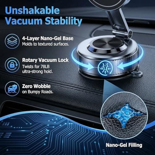 GEYUTHS 15W Vacuum Magnetic Wireless Car Charger Mount for iPhone - Thumbnail 6