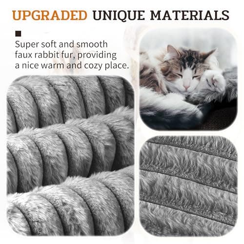 NWK Pack of 4 Fluffy Self Warming Cat Mat, Cat Blanket, Thermal Dog Mat, Washable, Non-Slip Bottom for Sofa & Crate & Kennel & Car Seat (Misty Gray, Large (34'' X 22'' X 0.7'')) - Thumbnail 2