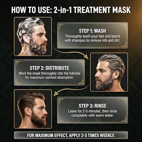 Alicemera Advanced 2-in-1 Beard & Hair Mask for Men – Deep Conditioning Treatment for Coarse & Thick Beards – Keratin & Hyaluronic Acid – Sandalwood Scent – 6.7 oz - Thumbnail 4