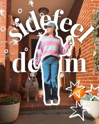 Sidefeel Women's Wide Leg Jeans High Waisted Stretchy Jeans Trendy Button Fly Raw Hem Straight Leg Denim Pants Blue Size 6 - Thumbnail 4