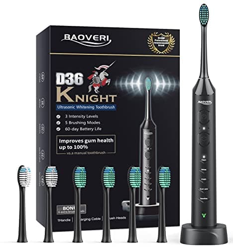 BAOVERI Sonic Electric Toothbrush for Adults and Kids - Wireless Rechargeable Toothbrush, 6 Brush Heads - 5 Brushing Modes with 3 Intensities - 42000 VPM Motor - Charge Lasts Up to 60 Days - Image 1