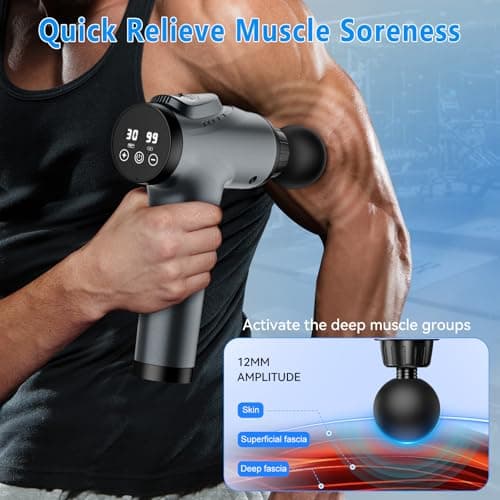 APHERMA Massage Gun, Muscle Massage Gun for Athletes Handheld Electric Deep Tissue Back Massager, Percussion Massage Device for Pain Relief with 30 Speed Levels 9 Heads - Thumbnail 6
