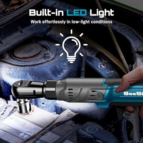 1/2" Cordless Electric Ratchet Wrench, 66Ft-lbs Battery Ratchet Wrench 21V Max, Brushless Motor, Variable Speed Trigger, 2x 2.0Ah Batteries & Charger, 8 Sockets, 1/4" & 3/8" Adapter, 3" Extension Bar - Thumbnail 6