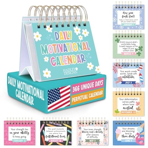 Hadley Designs Motivational Calendar 2026 - Daily Inspirational Quotes for Desk, Daily Flip Perpetual Desk Calendar, Positive Affirmations for Women, Colorful Motivational Desk Decor - Image 1