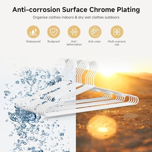 StorageWorks 4mm Super Thick Metal Wire Hangers, Heavy Duty Stainless Steel Clothes Hangers for Coats, Shirts Jackets, Pants, Suits, Space Saving White Hangers for Closet, 30 Pack - Thumbnail 5