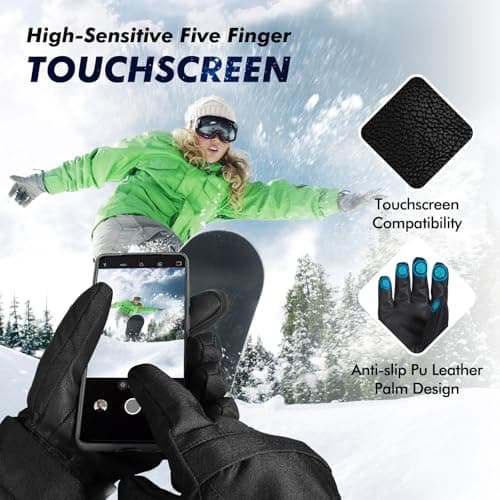Pnosnesy Ski Gloves, Warmest Waterproof and Breathable Snow Gloves for Cold Weather, Fits Both Men & Women,for Parent Child Outdoor - Thumbnail 3
