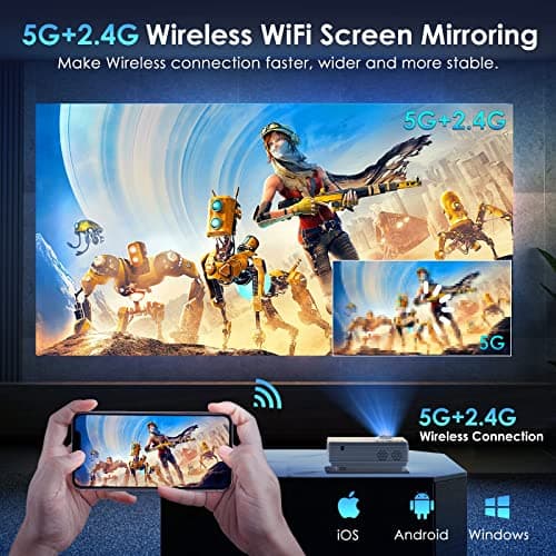 Projector with WiFi and Bluetooth, 5G WiFi Native 1080P 9500L YOWHICK Outdoor Projector 4K Support, Mini Portable Movie Projector, for HDMI, VGA, USB, Laptop, iOS & Android Phone - Thumbnail 4