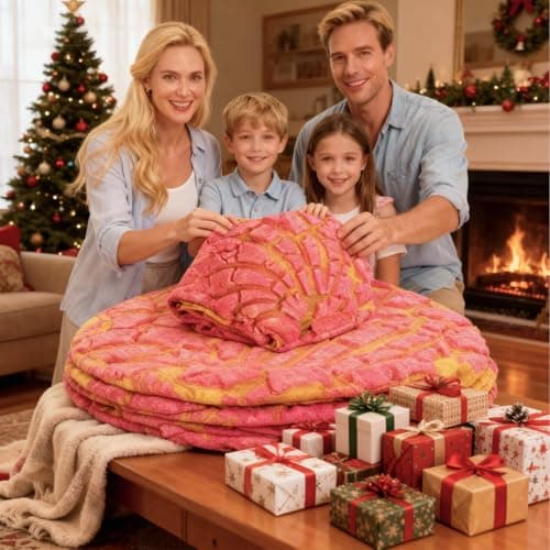 74in Concha Blanket White Elephant Gifts for Adults Useful Throw Blankets Women Men Party Cool Stuff Novelty Gag Soft Fleece Wrap Sweet Shell Bread - Thumbnail 4