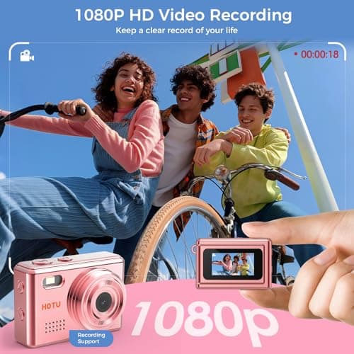 HOTU Mini Keychain Digital Camera, Y2K Pocket-Size Mini Camera, 2MP 1080P Small Camera with 32GB Card, Video Recorder with Long Battery Life for Travel, Party and Vlog (Rose Gold) - Thumbnail 4