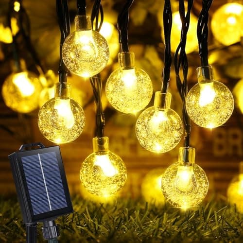 LSLCQW Solar String Lights Outdoor Waterproof, 1 Pack 50 LED 2.3CM 23 FT Each, Solar Powered Patio Lights with 8 Lighting Modes for Garden Yard Porch Wedding Party.. (Warm Color)
