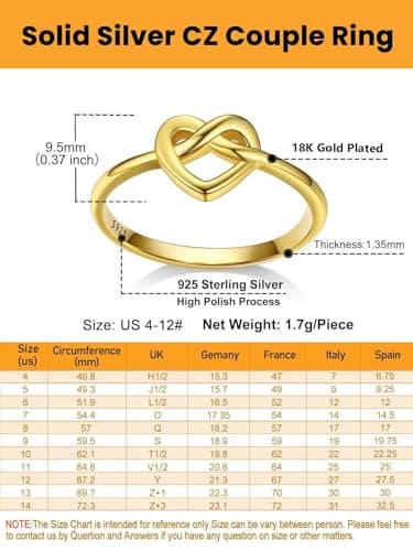 Bestyle Silver Gold Celtic Ring for Women, Dainty Cute Heart Knot Ring, Women Simple Finger Band Ring Stacking Ring, Eternity Love Band Ring for Her, Great Celtic Jewelry for Women,Size 5 - Thumbnail 5