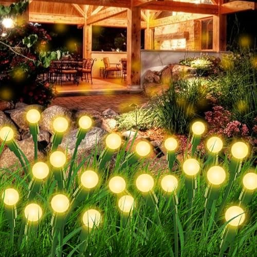 Aogist Solar Garden Lights Outdoor Waterproof,6 Packs 60 LED,Sway by Wind, Yard Patio Pathway Decoration, High Flexibility Iron Wire & Heavy Bulb Base,Warm White - Image 1