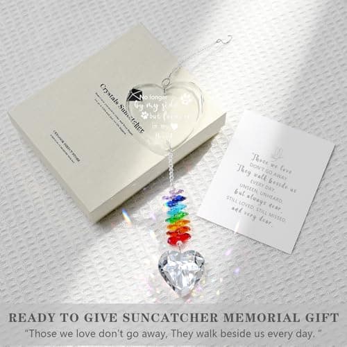 Dog Memorial Gifts, K9 Pet Memorial Crystal Suncatcher, Dog Loss Pet Passing Away Sympathy Remembrance Bereavement Gift (White-Heart) - Thumbnail 4