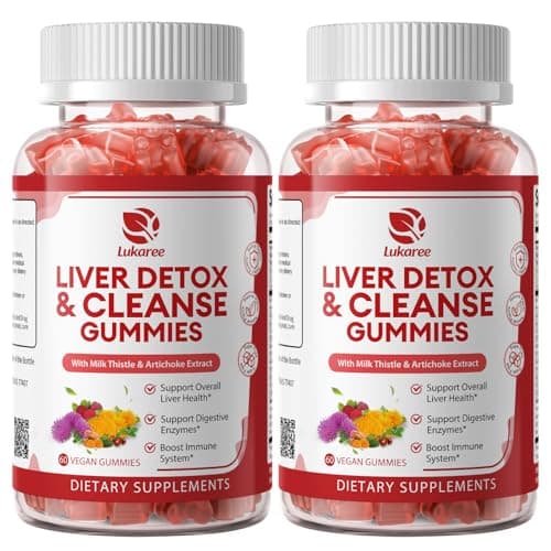 2 Pack Lukaree Liver Cleanse Detox & Repair Gummies | Sugar-Free Milk Thistle Supplement w/Artichok & L-Glutathione - Ultra-Concentrated Herbal Liver Support for Men & Women -Vegan,60 Count - Image 1