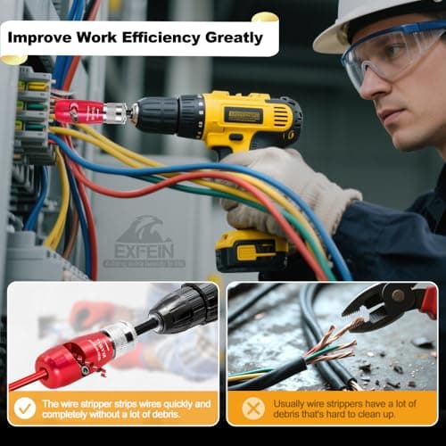 Wire Stripper Tool for American Wire Gauge 8-10-12-14 - EXFEIN Wire Stripping Tool & Wire Twisting Connector Set, Automatic Wire Stripper Cable Wire Connector Toolbox - Thumbnail 5