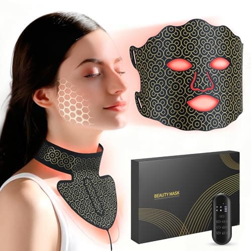 Yenjuty Red Light Therapy for Face & Neck, 7-Color LED Light Therapy Mask, 2600mAh Rechargeable Red Light Mask for Skin Care,With Adjustable Brightness & Timer, Suitable for Home or Travel Use - Image 1