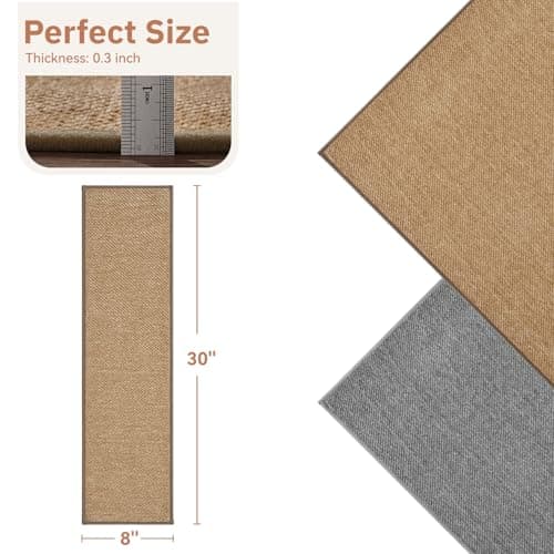 PADOOR Tufted Stair Treads for Wooden Steps 15PC, Soft Peel and Stick Stair Treads Non Slip Indoor, Adhesive Stair Runner Residue Free Stair Carpet Treads Washable for Kids Pets Elders, 8"x30" Beige - Thumbnail 2