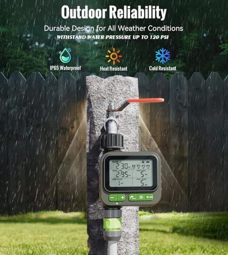 ThermoHalo Smart Sprinkler Timer, 4-Zone Programmable Outlet Watering timers, IP65 Waterproof Automatic/Manual Hose Timer with Child Lock for Lawn, Yard, Garden, and Pool (one) - Thumbnail 5