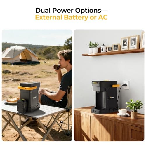 BougeRV Coffee Machine with 18V 8Ah Battery Powered Compatible with K Cup Coffee Pods & Ground, Cordless Coffee Maker for Travel Camping Outdoor Worker Home - Thumbnail 5