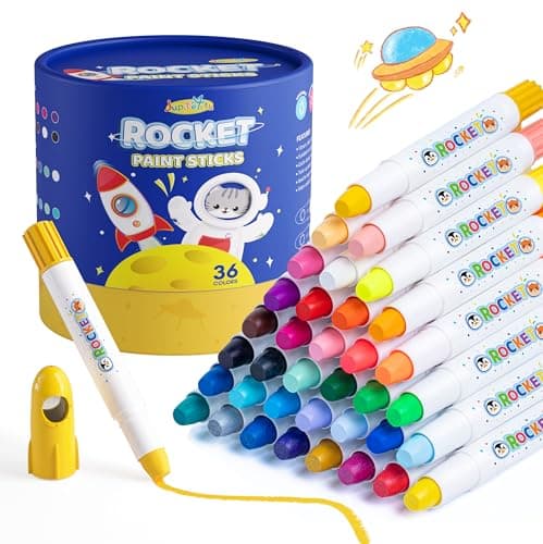 JUPITEARTH 36 Colors Tempera Paint Sticks, Washable Rocket Paint Sticks for Kids, Non-Toxic and Quick Drying - Image 1