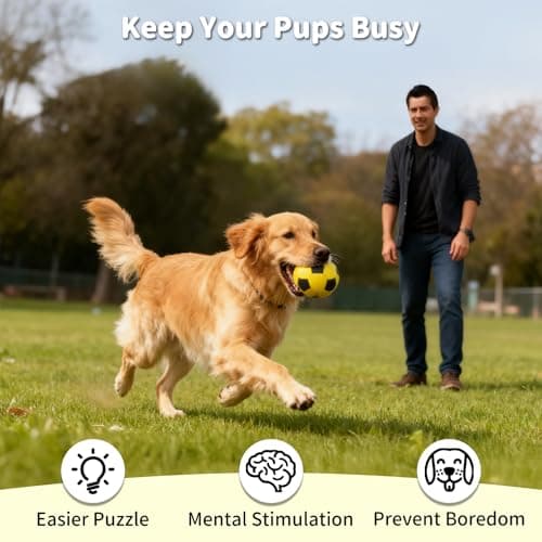 JoyBruko Interactive Dog Toys Treat Dispensers - Giggle Squeaky Dog Soccer Ball Rewards Puzzle to Keep Them Busy, Mental Stimulation Enrichment Food Dispensing for Small Medium Large Breeds, Yellow - Thumbnail 6