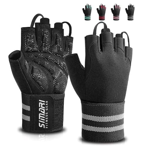 SIMARI Workout Gym Gloves for Men Women, Weight Lifting Gloves with Wrist Wrap Support, SBR Pad Grip for Full Palm Protection, for Exercise, Fitness, Dumbbells, Barbell, Climbing, Fingerless - Image 1